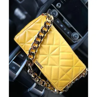 SHTZ - Bolsa Feminina de Ombro com Alça de Corrente Grossa - AMARELA