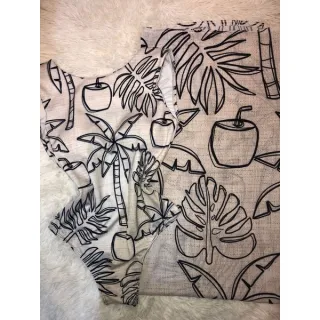 Moda praia feminina: Conjunto bori com saída canga e bojo - Coqueiro alça fina