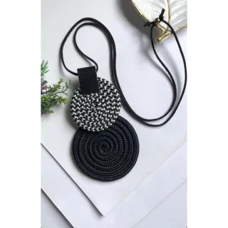 Mandala Dupla Maxi Colar Colorido Artesanal de Corda Náutica - 48. Azul Noite/Chevron