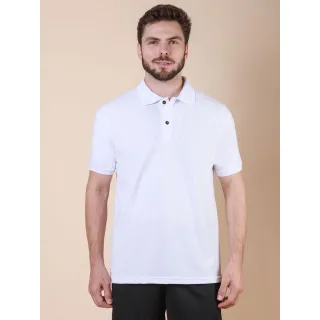Camisa Masculina Lisa Piquet Gola Polo Básica - Preto