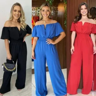 Ombro a ombro longo macacão canoa - Vermelho