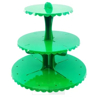 Suporte de Doces Cupcake Piruliteiro Porta Balas - 3 Andares - Verde Bandeira