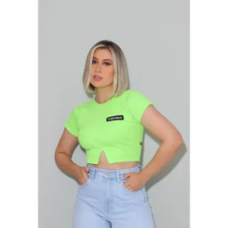 Blusinha Cropped Tshirt Chicago Ribana - Cores Variadas - Azul Bebê