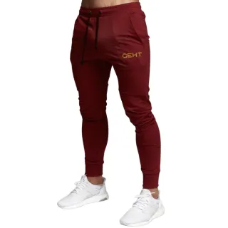 Peluciada Masculina Calça Moletom de Academia com Bolso e Punho Ajustável - VERDE ESCURO/Dourado