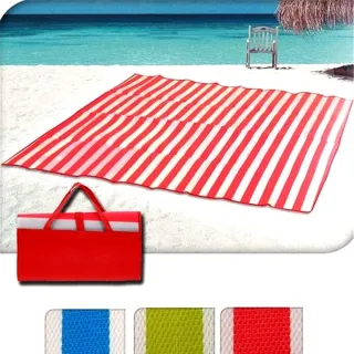 Tapete Dobrável Esteira De Praia Bolsa Palha Sintética - Azul