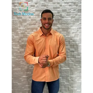 Promoção de Camisas Masculinas Sociais Slim em Várias Cores - Tamanhos do P ao GG - Rosa Shok