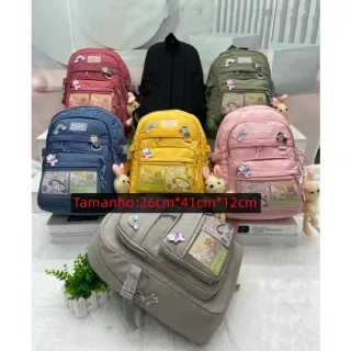 Moda Coreana Casual Feminina Masculina: Mochila Escolar Impermeável - 014Azul