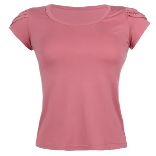Blusa feminina básica t-shirt com detalhe na manga - Kit 5 unidades - GG