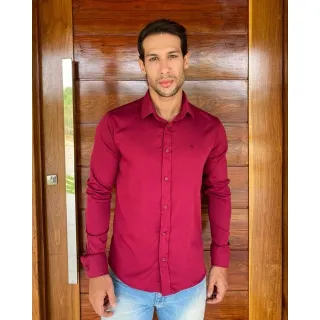 Pronta entrega: Camisa jeans masculina manga longa Slim fit de alta qualidade - Camisa algodão chambre cinza