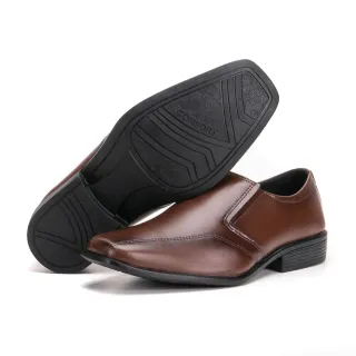 Barato Promoção Sapato Social Masculino Confortável Elástico Bico Quadrado - CAFE