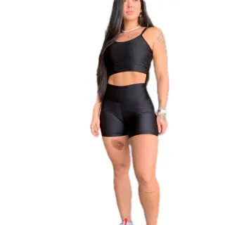 Conjunto Top + Short Gloss Fitness Brilho - Verde cítrus