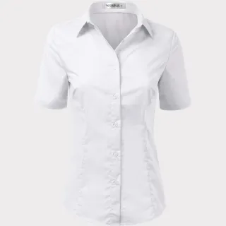 Blusa social feminina camisete preta manga curta - Suave e não amassa - Branca