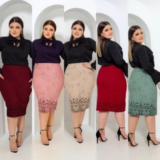 Saia Social Evangélica de Jacard com Elastano - VERDE 4