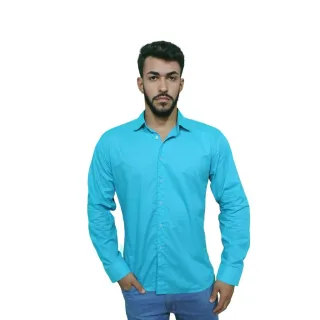 Pronta Entrega Camisas Social Masculina Slim P ao GG no Brasil - Azul Claro