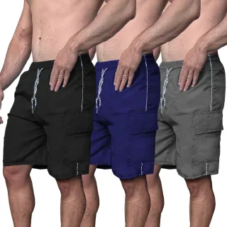 Kit Masculino 3 Bermudas Tactel Cargo Academia Corrida Musculação