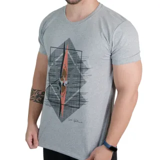 Malha Premium Estampada Camiseta Masculina Gola Redonda Canoa - Cinza Claro