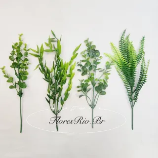 Decoração Casamento, Arranjos e Festas: Kit/3 Matinho de folha planta artificial - 3 x 6411-E(Amarelo)