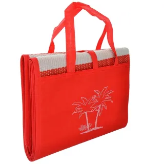 Tapete Dobrável Esteira De Praia Bolsa Palha Sintética - Azul