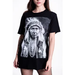 Moda Estampada Cinza Camiseta T-Shirt Algodão 30.1 Indio Paje - Branca