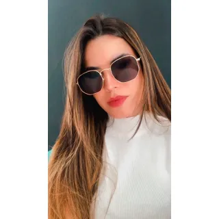 Proteção Uv400 óculos de Sol Hexagonal masculino e feminino em promoção - HX PRATA C/ PRETO SEM MARCA