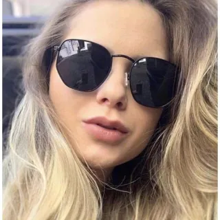 Proteção Uv400 óculos de Sol Hexagonal masculino e feminino em promoção - HX PRATA C/ PRETO SEM MARCA