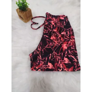 Fitness GG frontal alta cintura corda shortinho - Fuccia