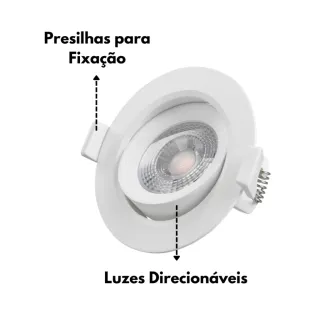 Embutido Luminária Led Spot Redondo Quadrado 7W - Kit com 10 Unidades - REDONDO