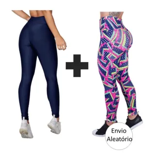 Suplex Fitness Legging Feminina Cintura Alta - Kit 2 Calças - Azul e Azul