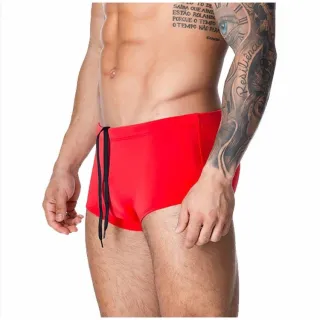 Moda Praia Masculina Sunga Boxer Adulto com Proteção Solar - Vermelho