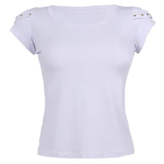 Blusa feminina básica t-shirt com detalhe na manga - Kit 5 unidades - GG