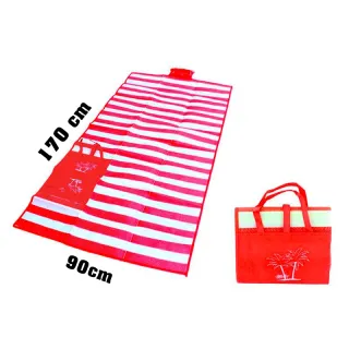 Tapete Dobrável Esteira De Praia Bolsa Palha Sintética - Azul