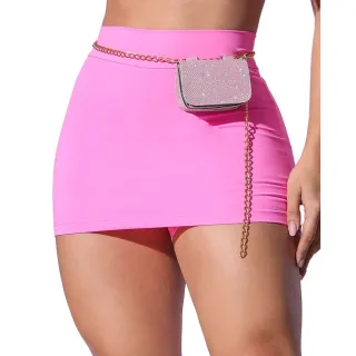 Saia Curta Feminina Cintura Alta em Suplex de Poliamida - Preto