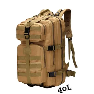 Militar Mochila Tática Assault 40L Camping Impermeável - Verde (com bandeira)