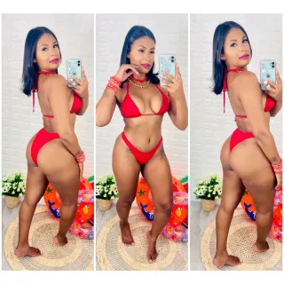 Conjunto asa delta biquíni onça: moda blogueira - Asa delta Vermelho canelado