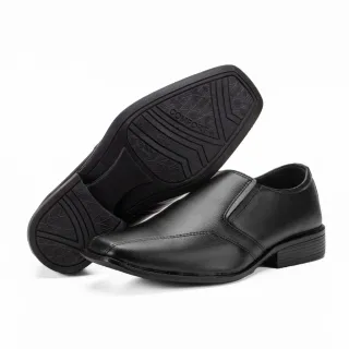 Barato Promoção Sapato Social Masculino Confortável Elástico Bico Quadrado - CAFE