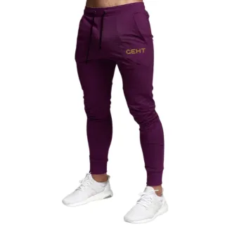 Peluciada Masculina Calça Moletom de Academia com Bolso e Punho Ajustável - VERDE ESCURO/Dourado