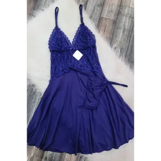 Conjunto Pijama Linha Noite Verão Camisola Sensual com Detalhes em Renda e Calcinha Feminina - Variadas
