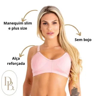 Sustentação Confortável: Sutiã Plus Size Sem Bojo Regulável - Preto