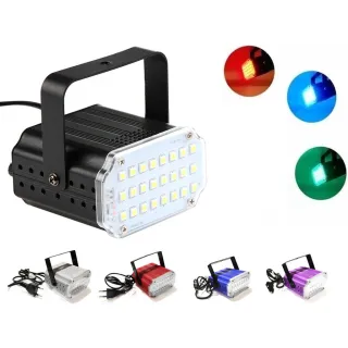 Pisca Strobo de Led RGB Colorido - Sensor Ritmico 24 Leds - Único