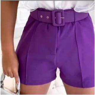 Cintura Alta Feminino Social com Cinto - Alfaiataria Curta - Fúcsia