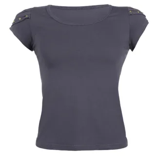 Blusa feminina básica t-shirt com detalhe na manga - Kit 5 unidades - GG