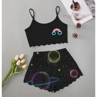 Moda verão: Pijama feminino personagens adulto - Roupa de dormir baby Doll - M15