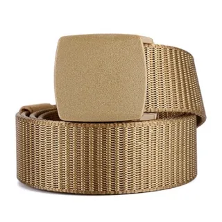 Cinto de Nylon Masculino Largo - Fivela de Plástico - N-3(Dourado)
