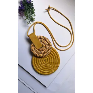 Mandala Dupla Maxi Colar Colorido Artesanal de Corda Náutica - 48. Azul Noite/Chevron