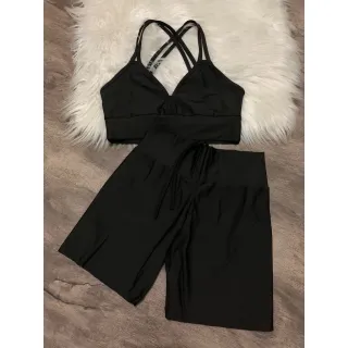 Top com Alça Dupla + Conjunto Fitness Short Com Cordão - 2