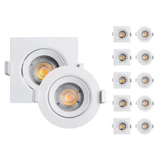 Embutido Luminária Led Spot Redondo Quadrado 7W - Kit com 10 Unidades