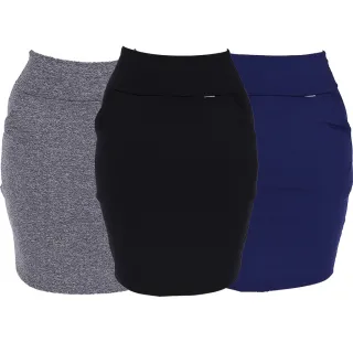 Saias Evangelica Secretária Bolsos Bruna Carla Kit 3 Suplex Felpado - PRETO/CINZA/MARINHO