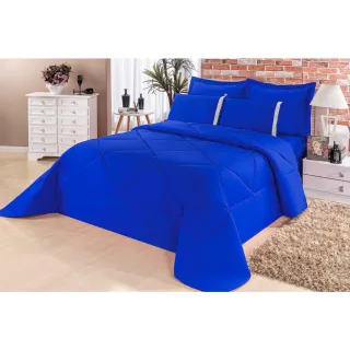 Lençol Aconchego Solteiro 4 Peças + Kit Edredom Dupla Face - Marrom