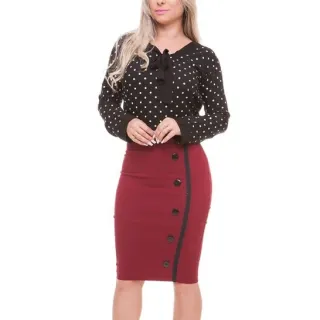 Moda Evangelica Saia Midi Lapis Secretaria Social Feminina - Preto