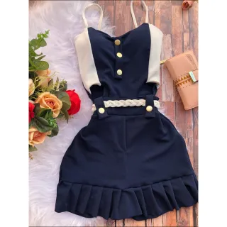 Princesa Macaquinho com Bojo e Elastano - Short Saia - Vermelho